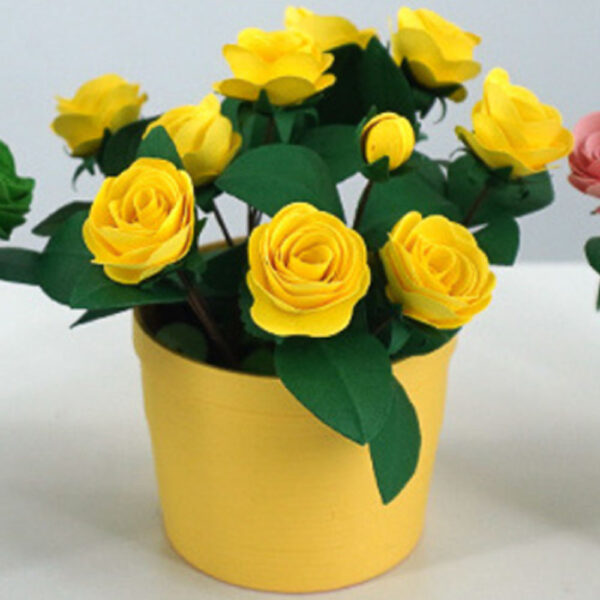 3D Quilled Flower Pots Roses Yellow