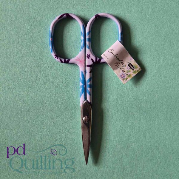 Floral Embroidery Scissors White Blue