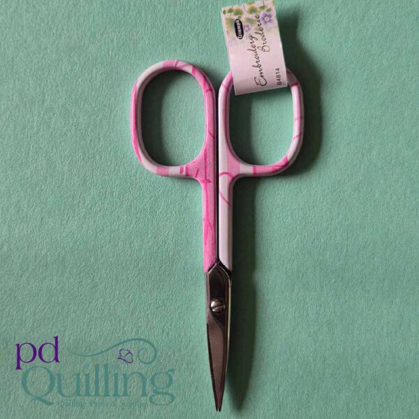 Floral Embroidery Scissors White Pink