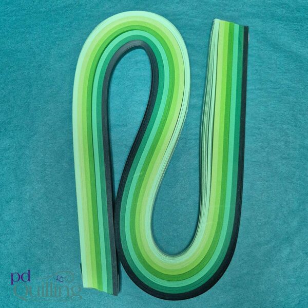 Greens – 7 Colour Mixed Shades Quilling Paper Strips