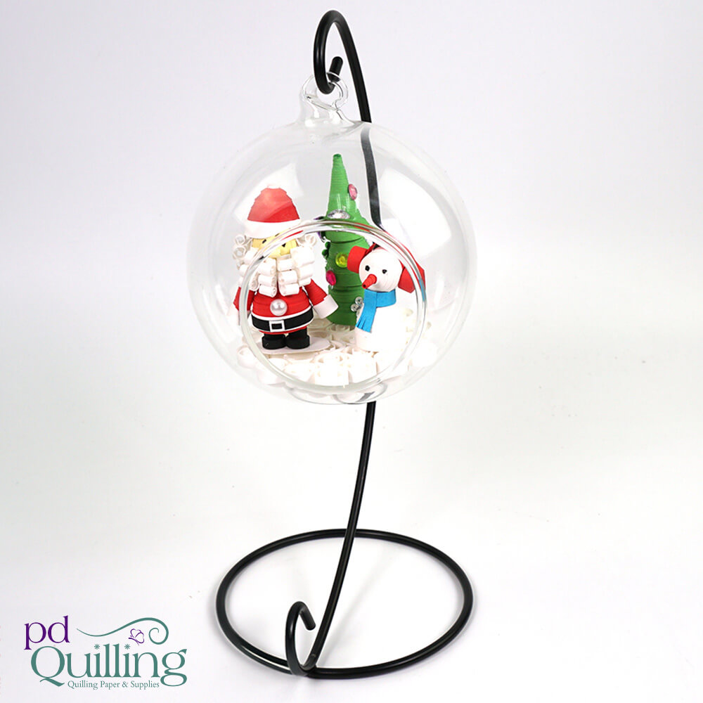 3D Quilled Christmas Glass Bauble and Stand