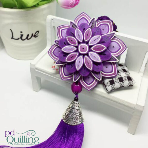 3D Quilled Purple Lotus Pendant Tassel Kit