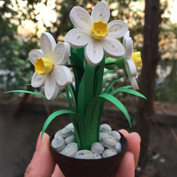 3d quilled flower pot mini daffodils narcissus